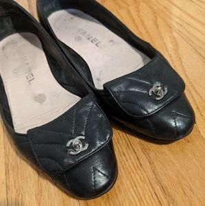 Black Chanel shoes - with logo - flats - size 38